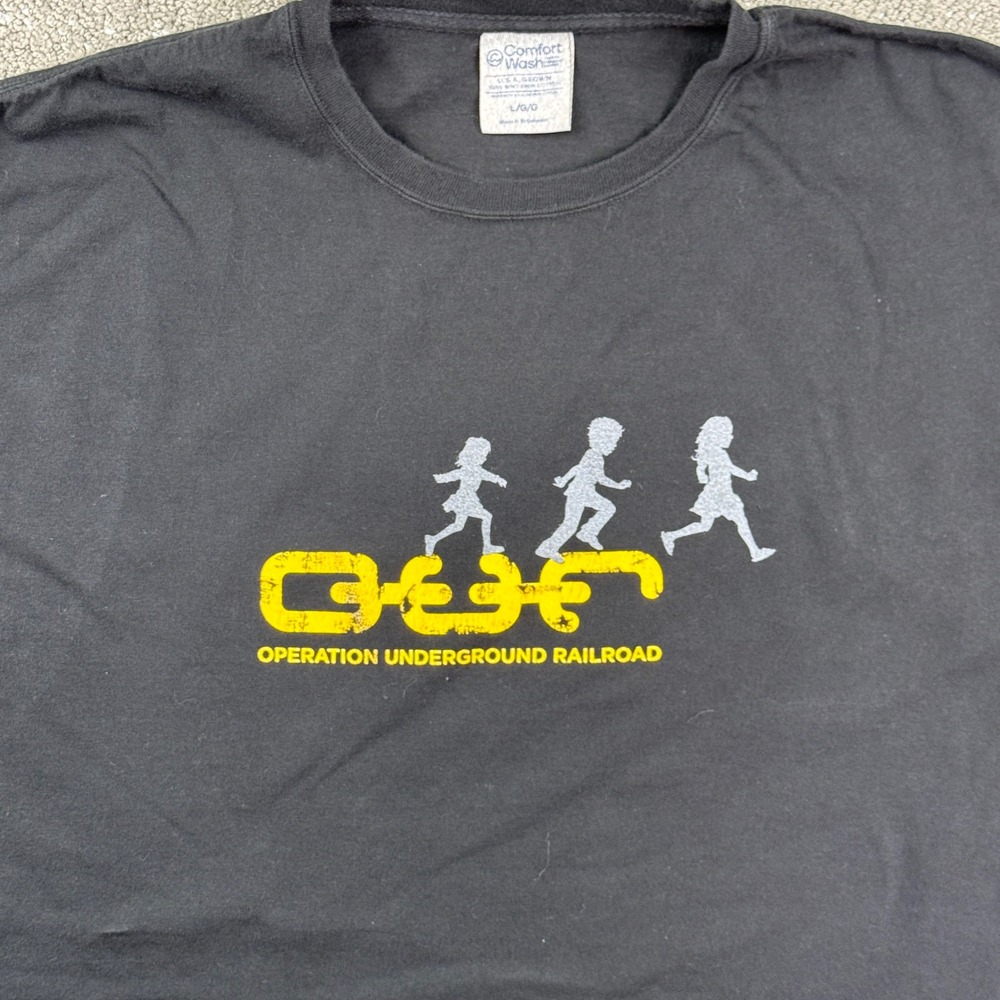 Operation Underground Railroad O.U.R. Mens L Black Graphic T Shirt ComfortWash